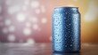 © Cyber Shutter - Blue beverage can with water droplets on surface set against a soft gradient background creating a refreshing and attractive visual appeal