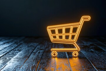 Poster - A simple, clean design of a shopping cart icon integrated with a digital download symbol, emphasizing the concept of ecommerce