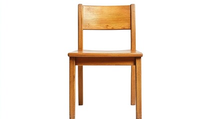 Fototapete - Wooden chair isolated on clean white background, featuring a simple design and natural wood texture, suitable for product display, furniture, interior design, clipping path.