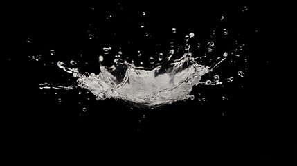 Aufkleber - High-speed water splash on a black background, capturing intricate droplets and waves as they radiate outward, liquid motion, dynamic, high contrast, photography, abstract.