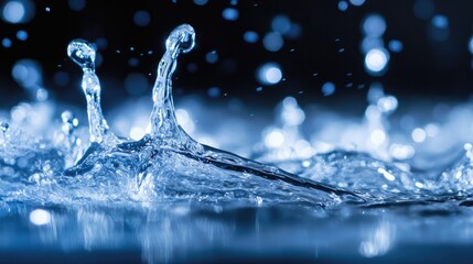 Aufkleber - Dynamic water splash creating captivating patterns against a dark backdrop with sparkling details and bright reflections.