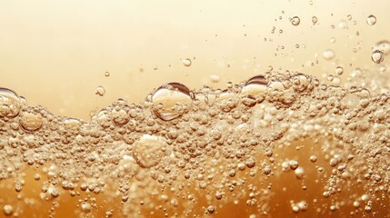 Aufkleber - Bubbles rising above a soft beige background, illuminated by gentle light, creating a refreshing and clean atmosphere, abstract, water, texture, underwater.