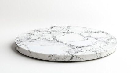 Fototapete - Elegant round white marble table top isolated on white background ideal for product display and creative montage uses.