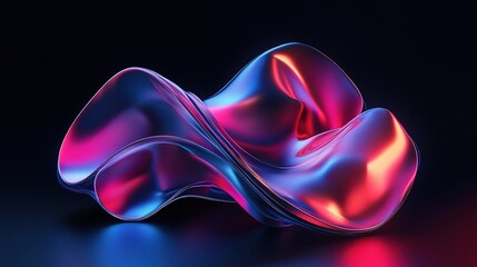 Wall Mural - Abstract Digital Shapes with Smooth Glowing Accents in Dark Background