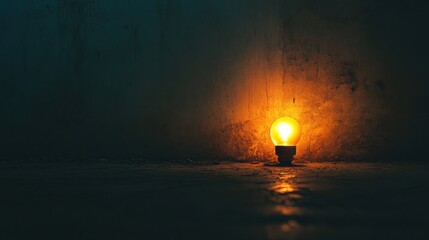 Leinwandbilder - A dimly lit room features a small light source on the floor, casting a warm glow against the dark walls, suggesting feelings of isolation. Generative AI