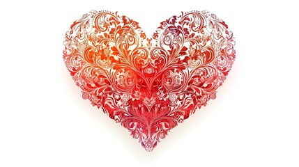 Poster - A decorative heart design featuring intricate floral patterns in red and white hues.