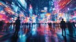 © PICK YOUR POV - A vibrant cityscape filled with people and neon lights, creating a dynamic urban atmosphere.