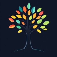 Poster - Colorful tree illustration on dark background.