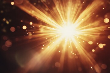 Poster - Bright Burst of Light with Radiating Rays and Soft Bokeh Effect Creating a Glowing Atmosphere for Background or Artistic Use