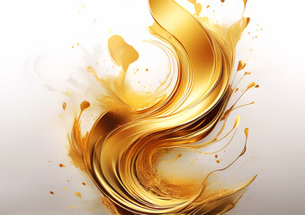 Aufkleber - Golden paint splash on white background. 3d rendering, 3d illustration.
