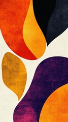 Poster - Abstract design featuring colorful organic shapes in warm tones on a textured background.