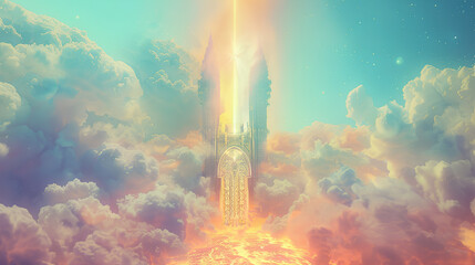 Wall Mural - the gate in the sky emits light