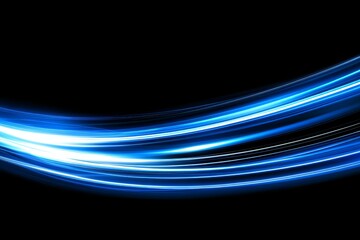 Poster - Dynamic Blue Light Waves on a Black Background Creating a Futuristic and Ethereal Atmosphere for Technology and Abstract Design Concepts