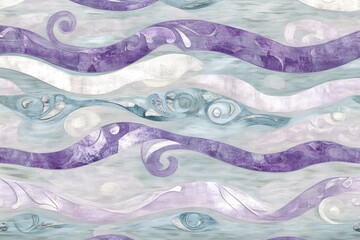 Poster - Elegant Abstract Wave Patterns in Soft Shades of Purple and Teal on a Textured Background for Backgrounds, Textiles, and Creative Design Projects