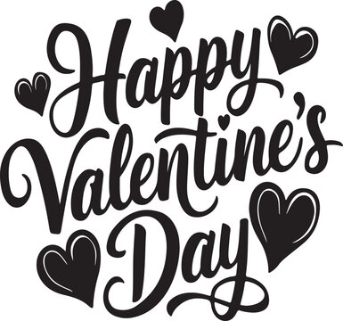 Valentines Day lettering card with hand drawn hearts. Vector