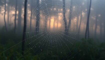 spider web with dew drops