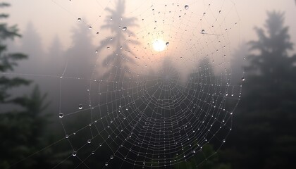 spider web with dew drops