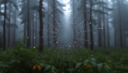 spider web with dew drops