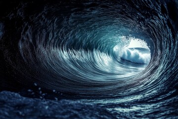 Wall Mural - majestic ocean wave forming a tunnel with powerful energy, capturing the beauty and motion of the se