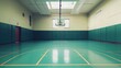 © pinporn manosri - Bright and Spacious Indoor Basketball Court with Green Flooring
