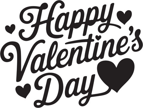 Valentines Day lettering card with hand drawn hearts. Vector