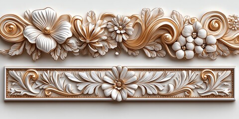 Poster - Ornate floral relief design featuring intricate details and elegant curves.