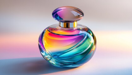 Poster - A stunning glass bottle displays vibrant colors blending together beautifully