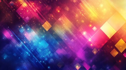 Poster - Abstract expo backdrop with glowing geometric patterns and vibrant colors.