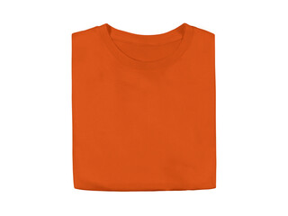 Wall Mural - orange colour blank fashion folded tee front mockup template
