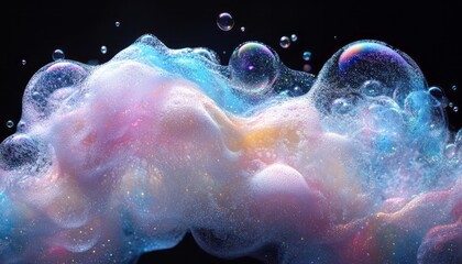 Poster - A vibrant mix of bubbles and foam floats against a dark background, creating a stunning visual