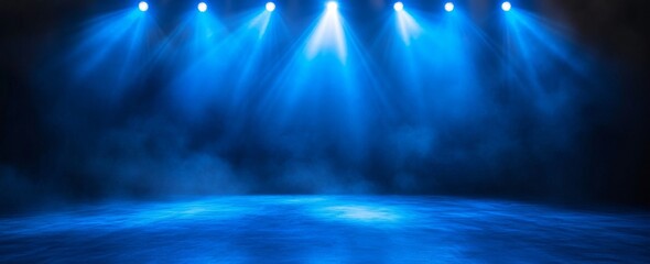 Poster - Blue stage lighting with smoke effect.
