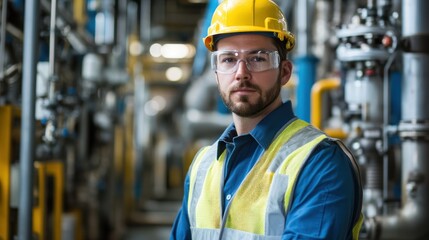 Poster - Male engineer wearing safety gear, emphasizing industry standards.