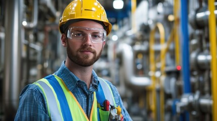 Poster - Male engineer wearing safety gear, emphasizing industry standards.
