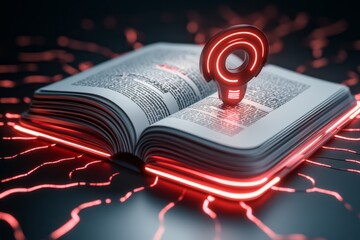 Poster - A futuristic editing interface projected in holographic 3D, with a glowing manuscript surrounded by dynamic AI editing tools