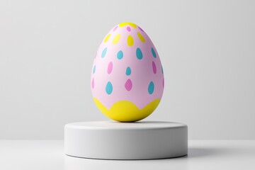 Leinwandbilder - A minimalist flat design of a single pastel-colored Easter egg with simple patterns, set against a white background