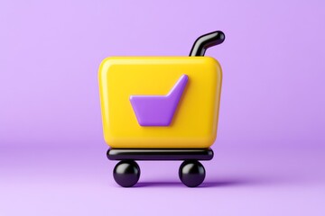 Poster - A simple, clean design of a shopping cart icon integrated with a digital download symbol, emphasizing the concept of ecommerce