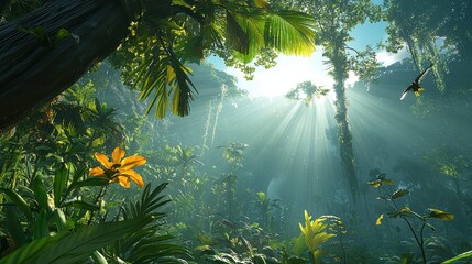 Poster - Exploring the lush humid biome rising moisture dense jungle nature photography tropical environment aerial viewpoint biodiversity insights
