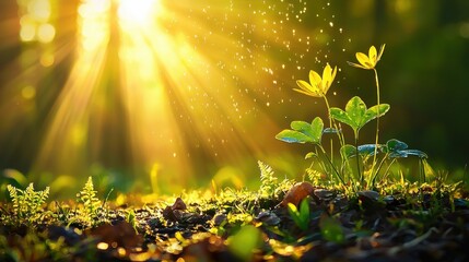 Poster - Exploring the lush moist forest ecosystem enchanted woodland nature photography vibrant environment ground level water abundance