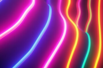 Aufkleber - Vibrant Neon Waves of Light Creating a Stunning Abstract Background with Smooth Curves in Vivid Colors like Pink, Blue, and Green for Creative Design Projects