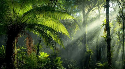 Poster - Exploring lush vegetation in a tropical jungle nature photography amidst vibrant flora and fauna