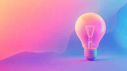 Aufkleber - A glowing light bulb illuminates against a smooth gradient background, symbolizing the birth of new ideas.