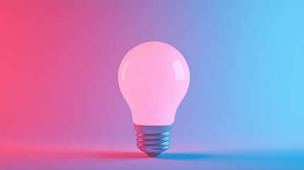 Aufkleber - A glowing light bulb illuminates against a smooth gradient background, symbolizing the birth of new ideas.