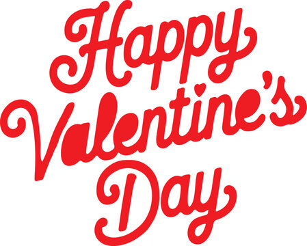 Happy Valentines Day lettering typography on white background, greeting card. Vector illustration.