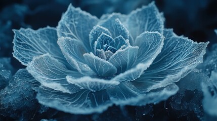 Sticker - Close-up of a frost-covered blue plant.