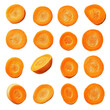 © Karina - Bright orange carrot slices arranged in a uniform pattern