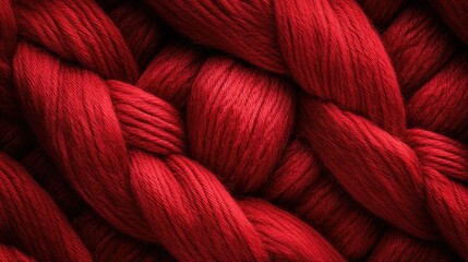 Poster - Soft, textured wool fabric with a vibrant red braided design, offering a warm, inviting atmosphere with close-up details perfect for background use
