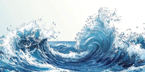 Poster - A dynamic depiction of ocean waves, showcasing the beauty and power of water.