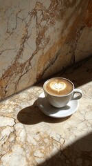 Aufkleber - A morning ritual captured with coffee sunlight and a gentle acoustic soundtrack Stock Photo with side copy space