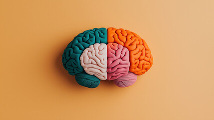 Poster - colorful brain model showcasing different regions and functions, emphasizing complexity of human cognition and emotions