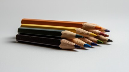 Aufkleber - A set of colored pencils arranged in a neat row.